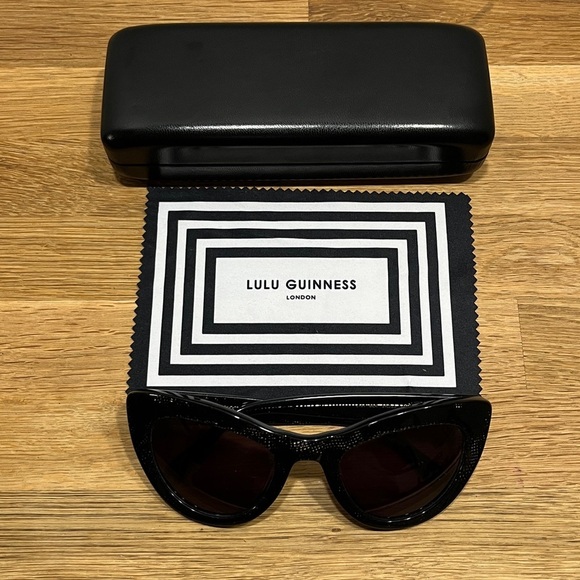 Lulu Guinness L151 Black & Silver Cat Eye Sunglasses with Case